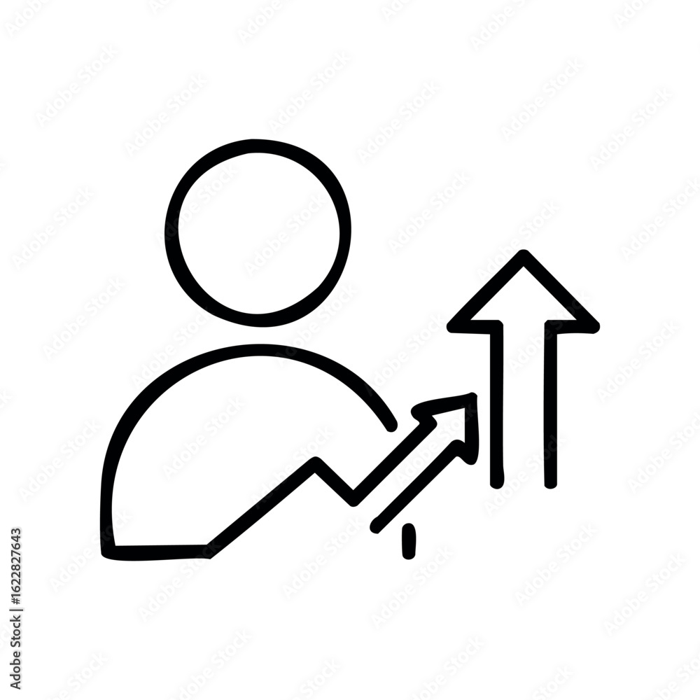 Poster abstract representation of growth and success with upward arrows – stock vector icon in line style