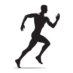 Dynamic running human silhouette in motion