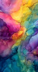 Vibrant abstract watercolor background with rainbow colors and galaxy texture