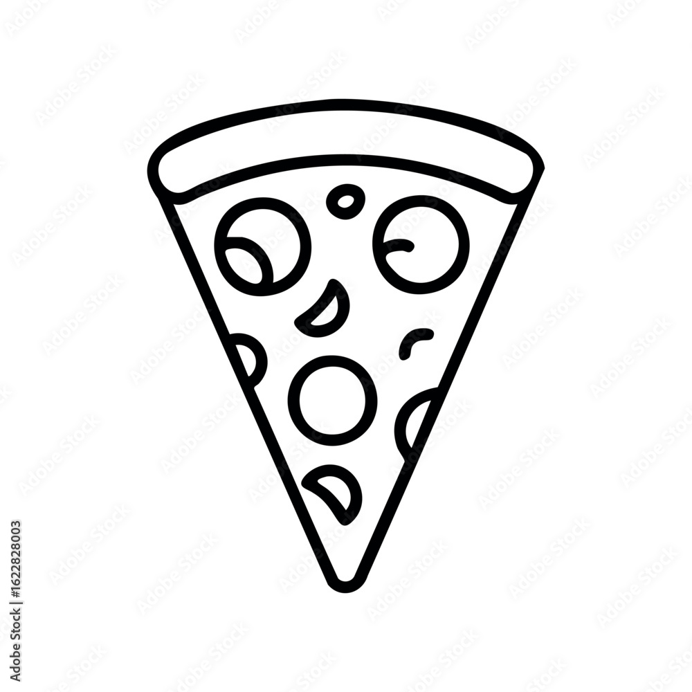 Poster line art of a pizza slice with pepperoni toppings – stock vector icon in line style