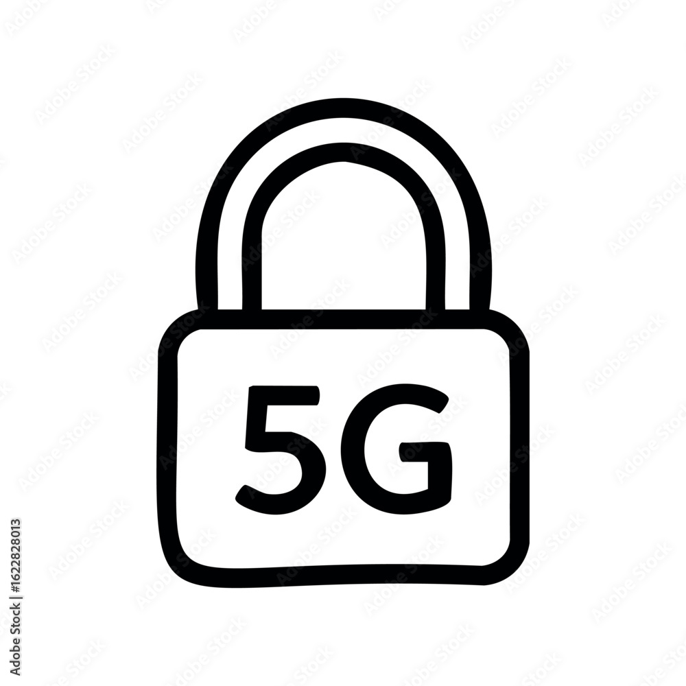 Poster secure 5g network symbol illustration of a padlock icon – stock vector icon in line style
