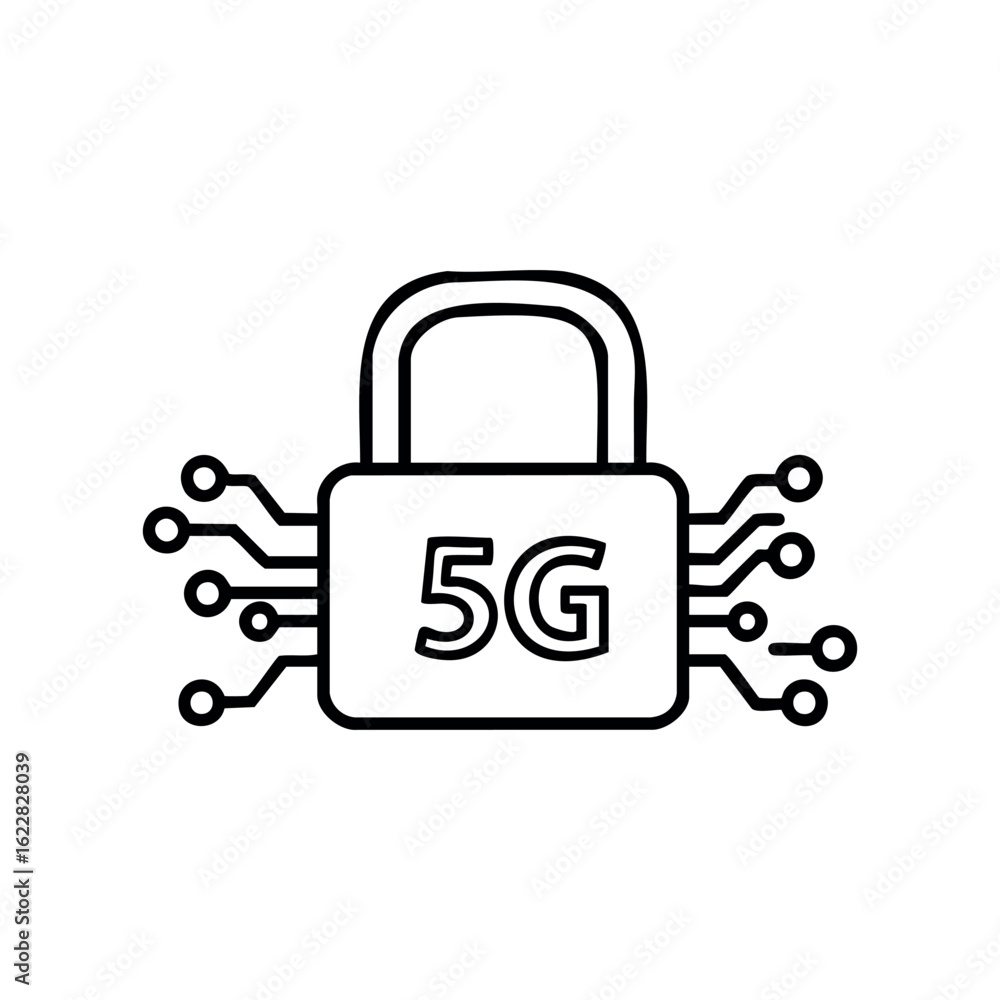 Poster 5g network security padlock icon illustrating advanced connectivity protection – stock vector icon i