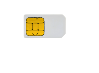 Close up of a sim card for mobile phone isolated on transparent background
