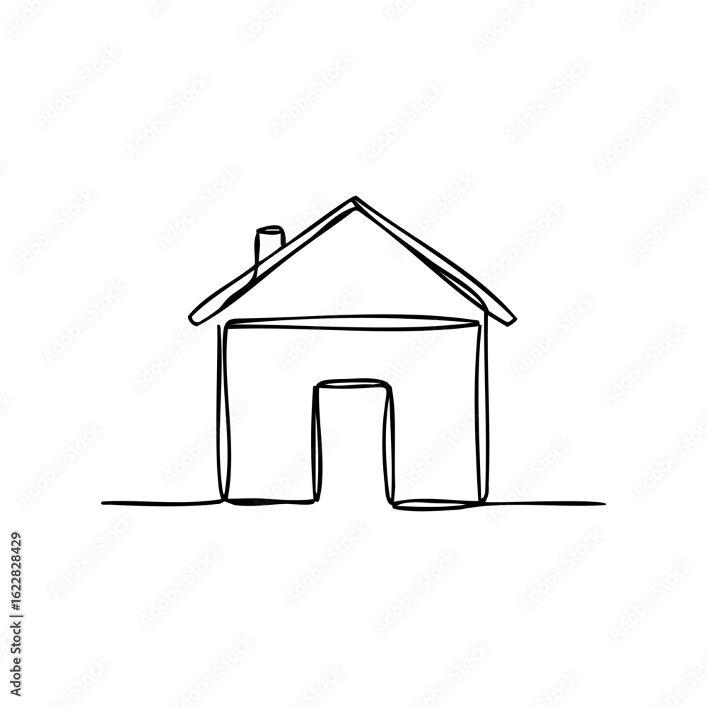 Aufkleber minimalist line drawing of a simple house outline – stock vector icon in line style