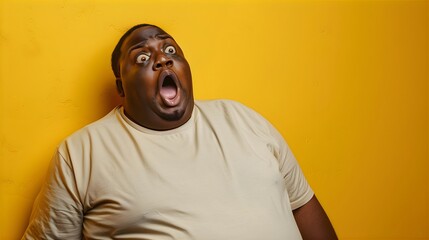 一人で驚きと衝撃を表現する大柄な男性九Generative AI