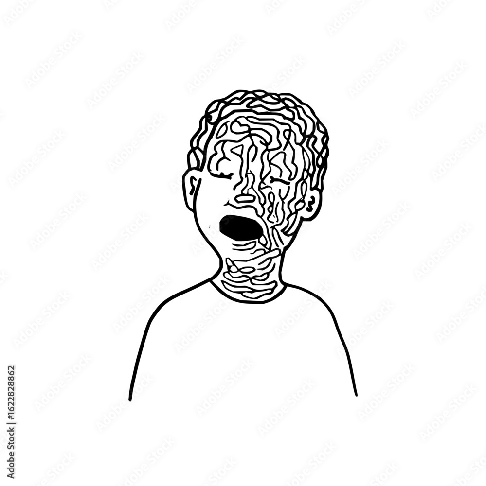 Poster abstract representation of a person with circuit board patterns overlaying the head and neck area