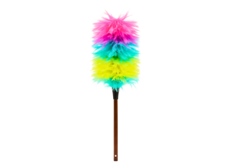 Colorful feather duster for cleaning isolated on transparent background