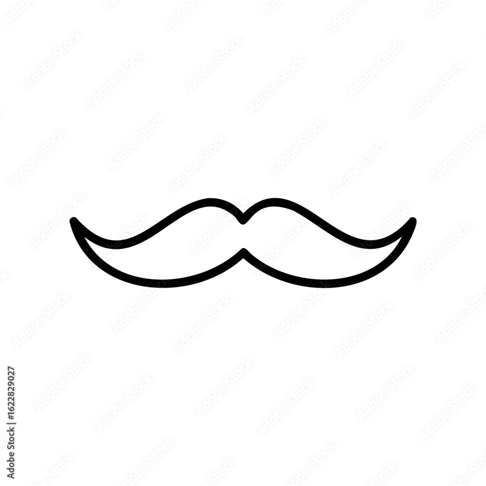Poster simple line drawing of a classic curved moustache design – stock vector icon in line style