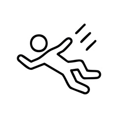 Symbolic icon of a person skydiving in freefall with stylized line design &ndash; stock vector icon in line style