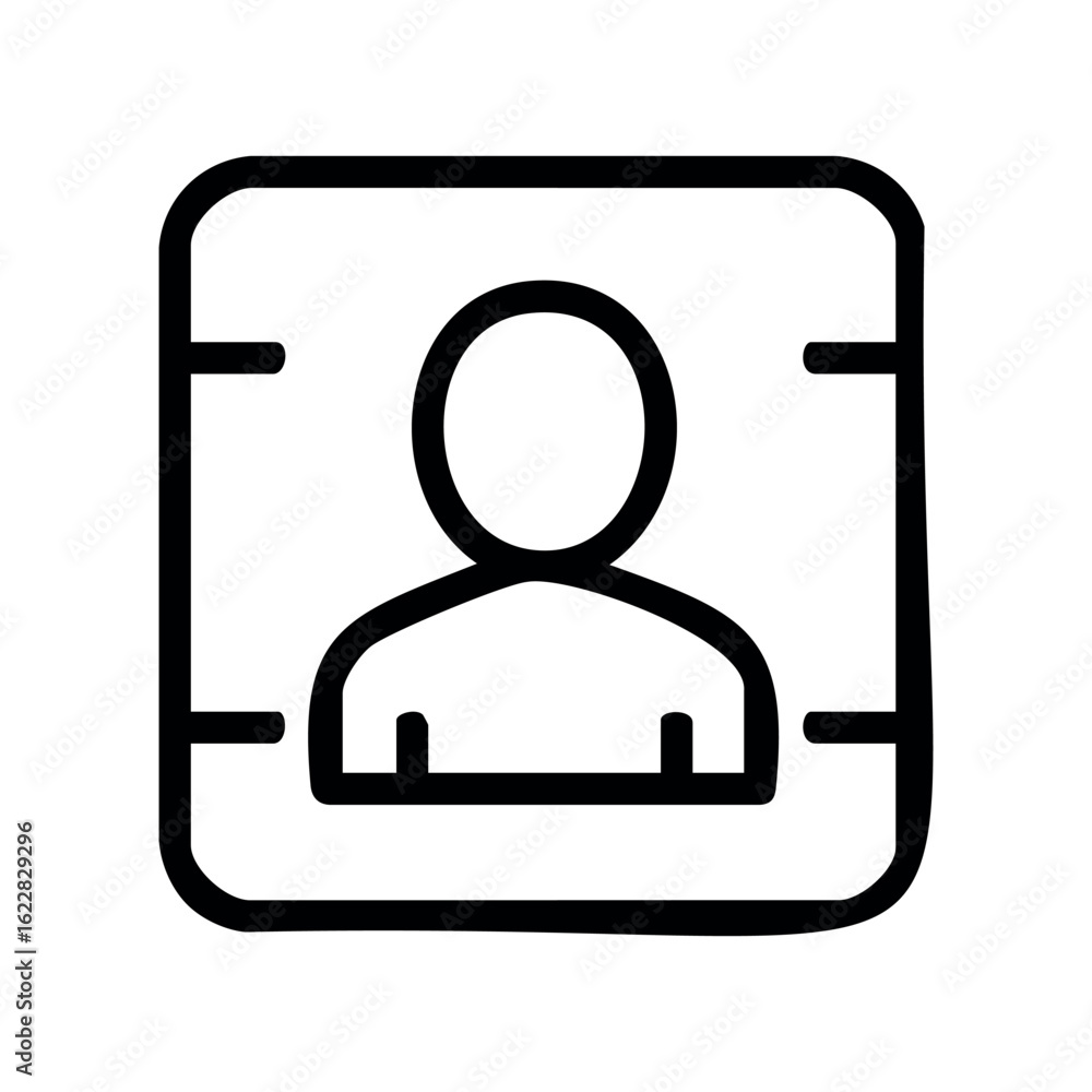 Poster simple minimalist icon of a person in an identification card – stock vector icon in line style