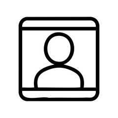 Simple line drawing of a person inside a frame icon &ndash; stock vector icon in line style