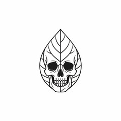 Intricate Skull Within a Leaf Design