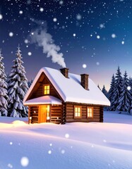 Snowy cabin at night (10)