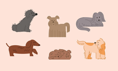 Adorable dog illustrations in various poses and styles