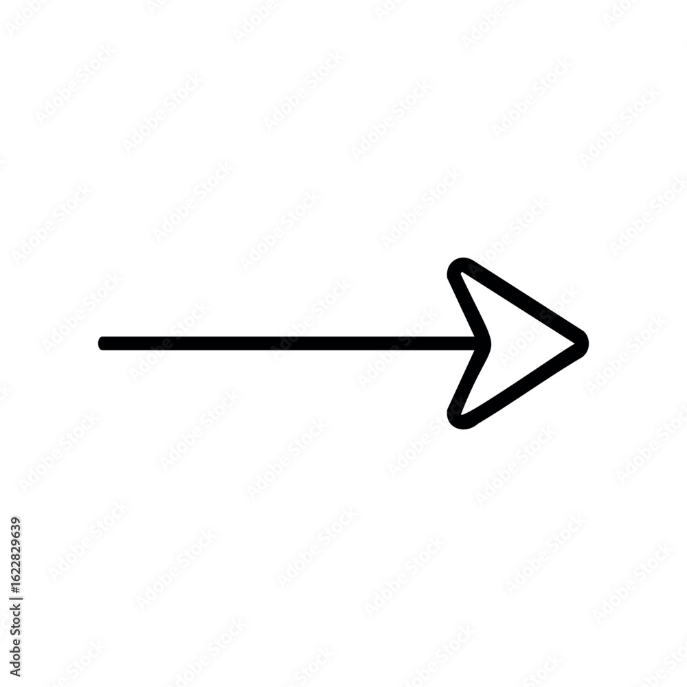 Poster simple directional arrow icon pointing right – stock vector icon in line style