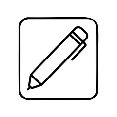 Fototapeta premium Minimalist icon of a pencil in a square box – stock vector icon in line style