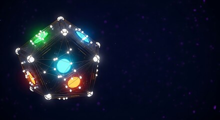 Abstract Futuristic Illuminated Cube Network:  Connectivity, Technology, and Innovation Concept.