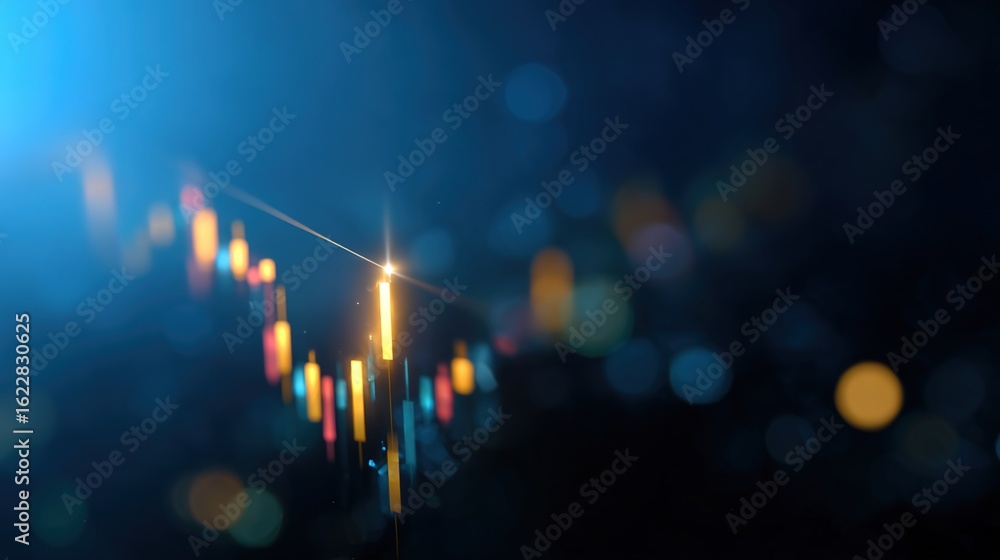 Poster financial data visualization: an abstract, visually appealing representation of financial data, show