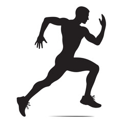 Dynamic running human silhouette in motion silhouette