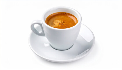 Ceramic coffee cup filled with espresso, isolated object for mockup use