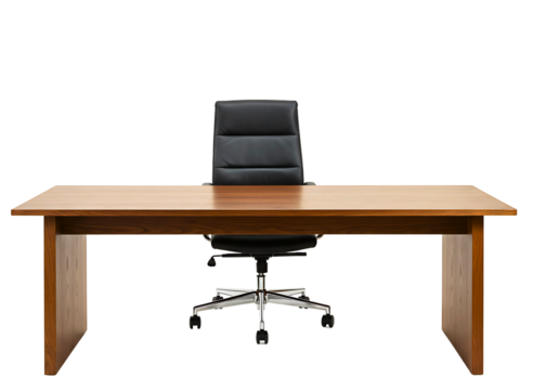 Executive office desk and chair isolated on transparent background