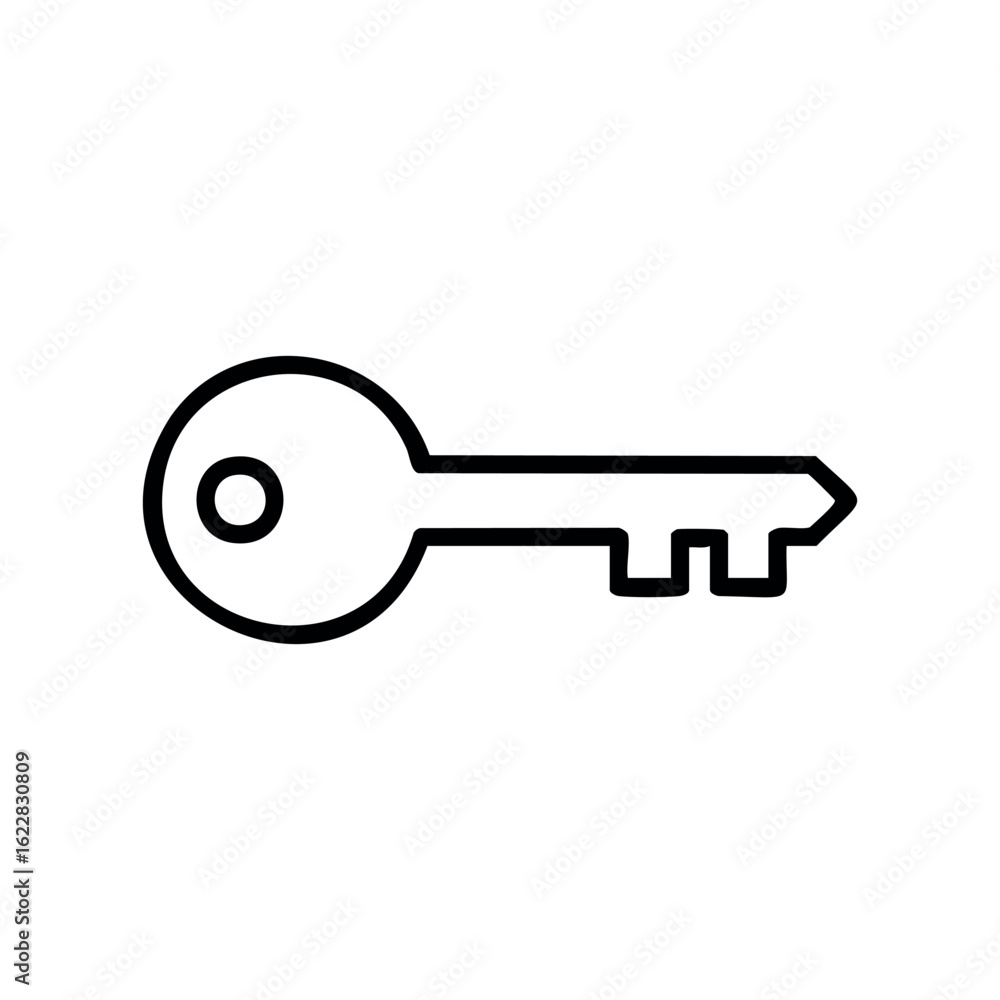 Poster simple key sketch with bold outline – stock vector icon in line style