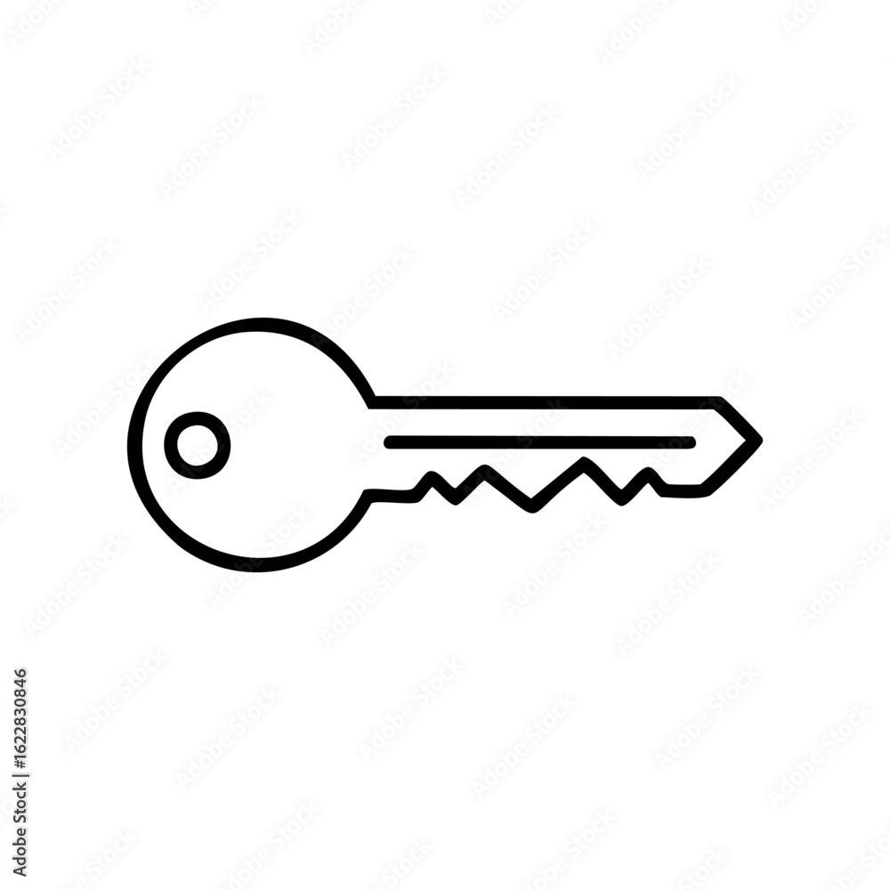 Poster simple outline of a key – stock vector icon in line style
