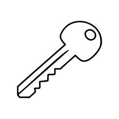 Simple outline of a key with oval head design – stock vector icon in line style