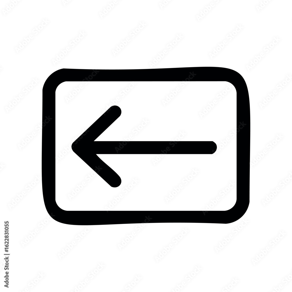 Poster bold left arrow symbol in a square border – stock vector icon in line style