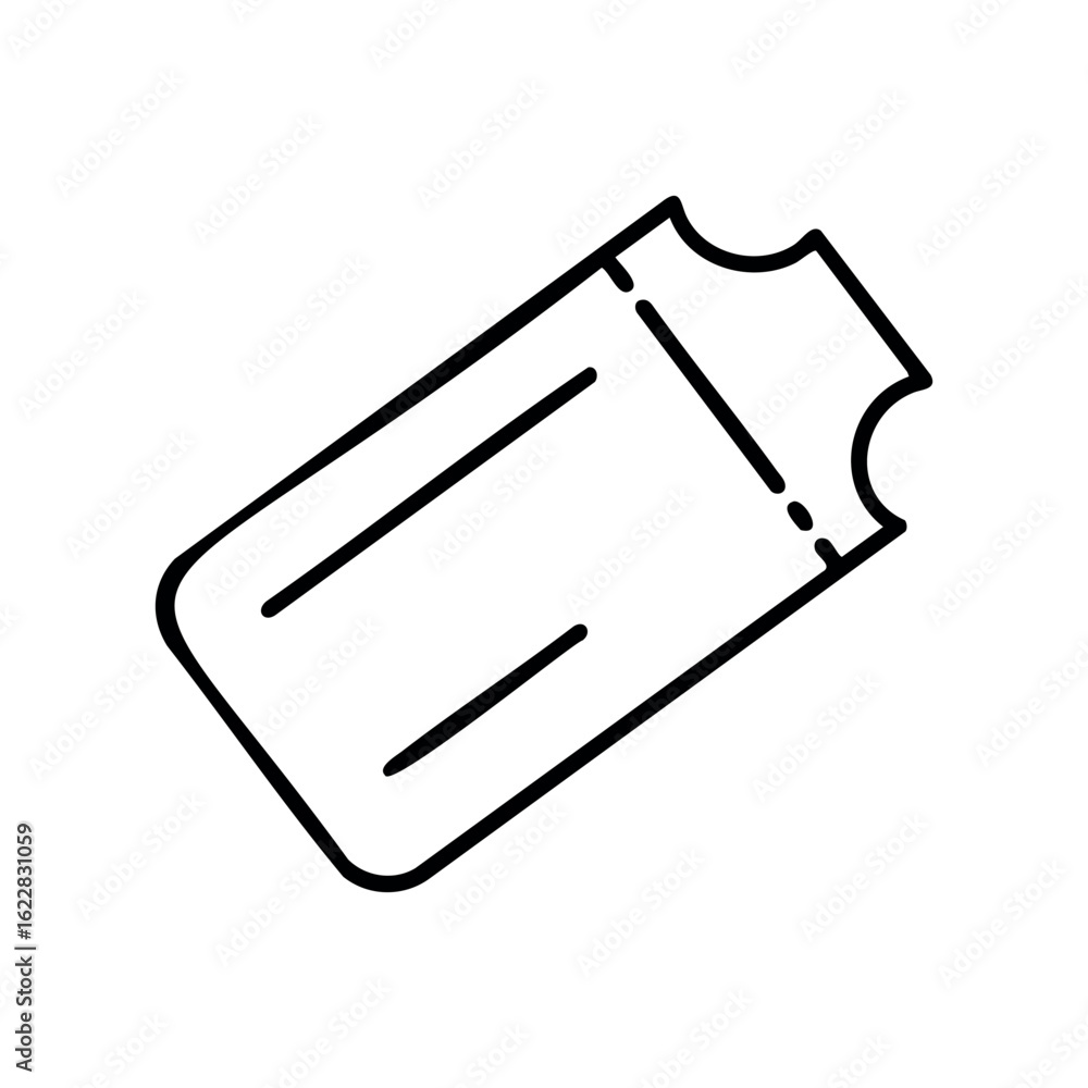 Poster minimalist black line drawing of a ticket stub – stock vector icon in line style