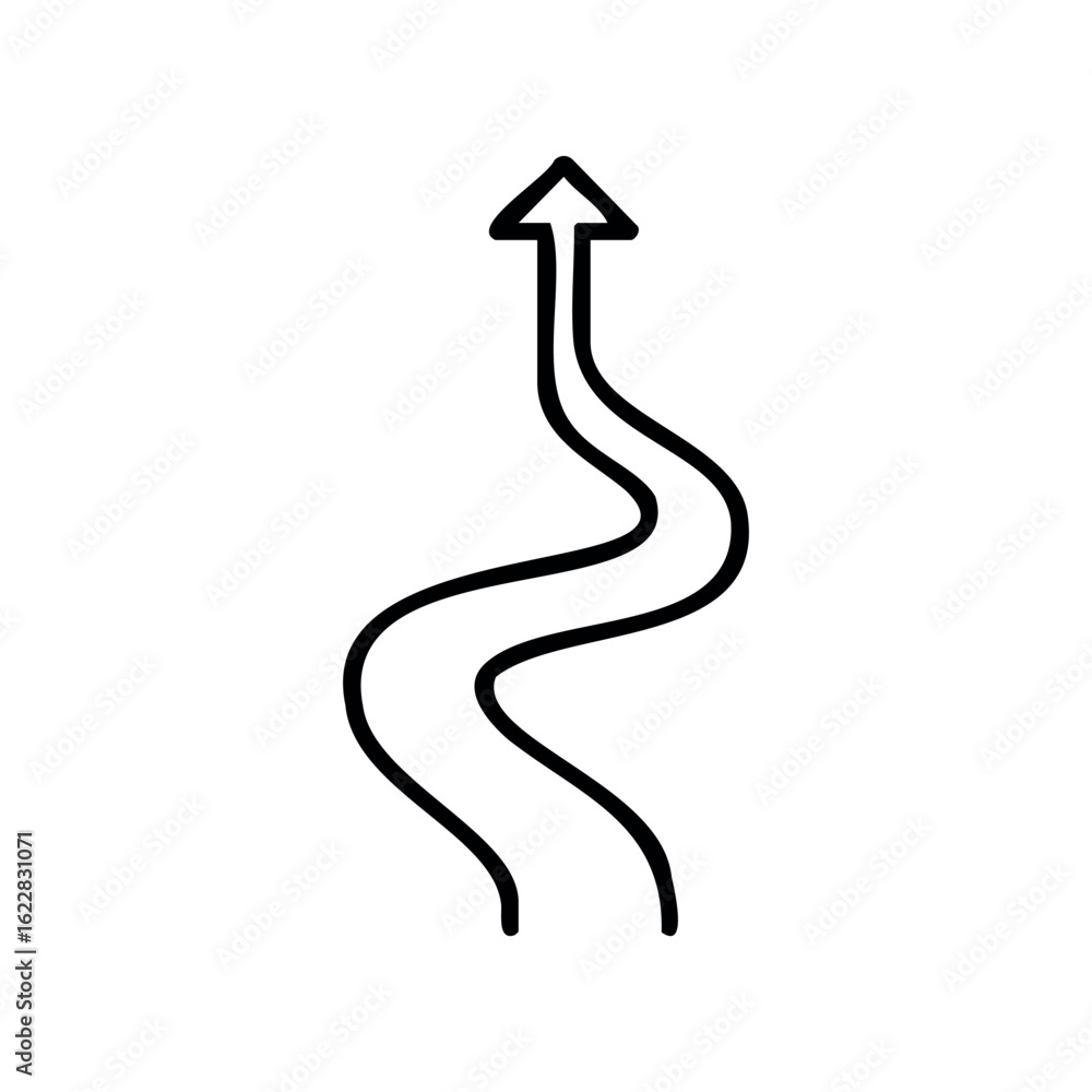 Poster curved arrow path icon showing directional movement – stock vector icon in line style