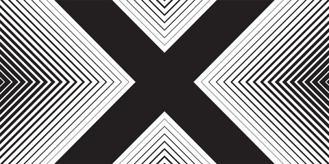 Minimal Black and White Background with Arrow Pointing Right. Striped Transition from Black to White Abstract Strict Lines. Simple Pattern. Vector Illustration.
