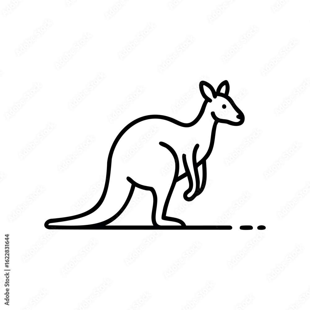 Poster line drawing of a kangaroo in minimalist style – stock vector icon in line style