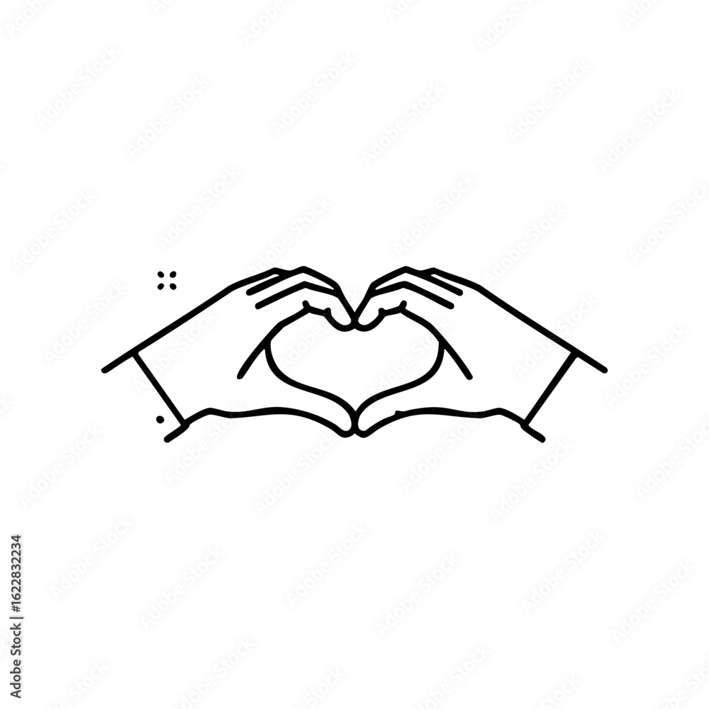 Poster hand gesture forming heart shape – stock vector icon in line style