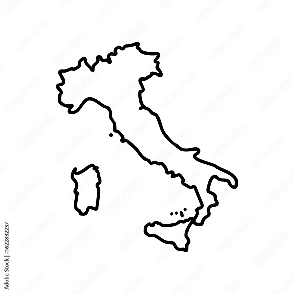 Poster simple outline map of italy with islands – stock vector icon in line style