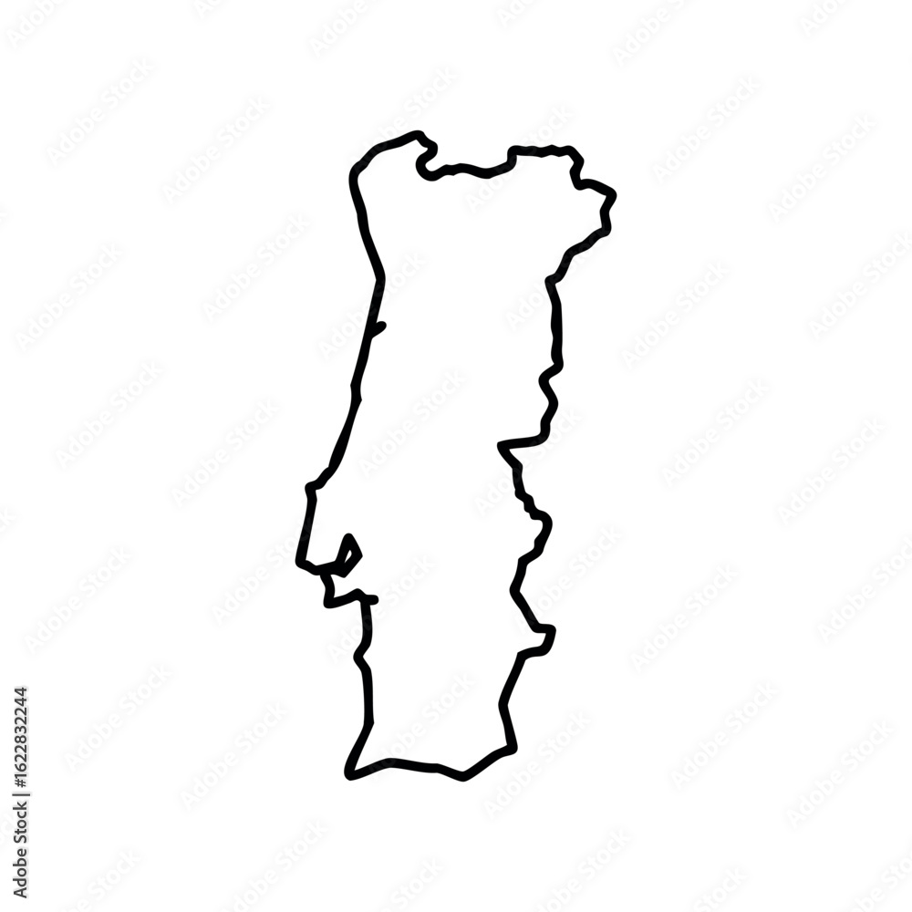 Poster simple outline map of portugal – stock vector icon in line style