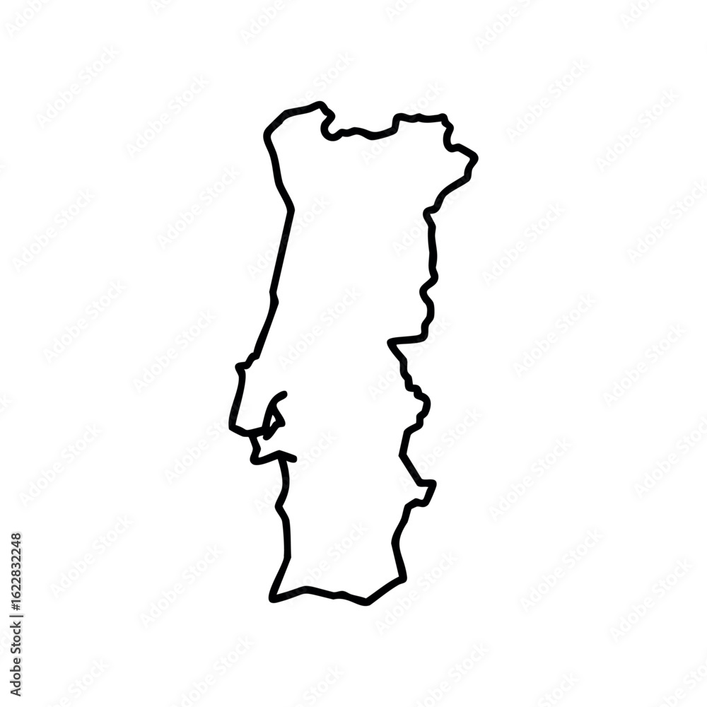 Poster outline map of portugal with clear borders and simple design – stock vector icon in line style