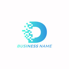 design logo creative letter D and pixel