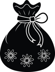 Santa gift bag silhouette vector illustration design