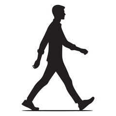 Athletic man in motion running pose silhouette