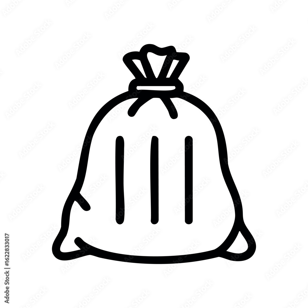 Poster simple illustration of a tied garbage bag – stock vector icon in line style