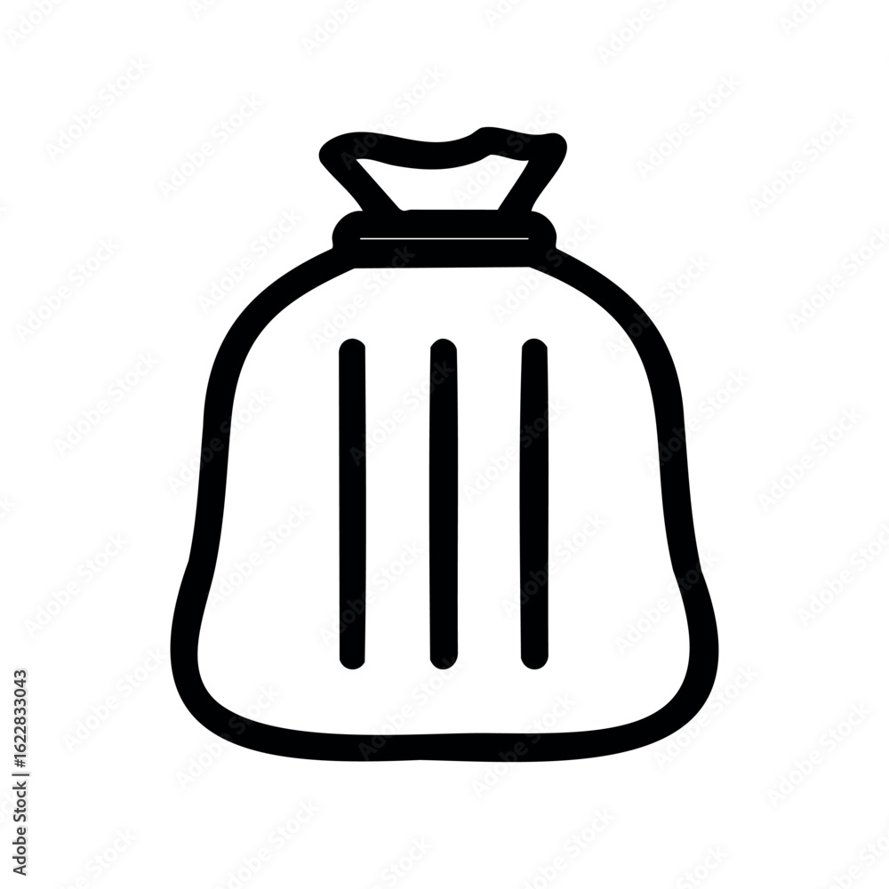Poster simple outline of a garbage bag icon for waste representation – stock vector icon in line style