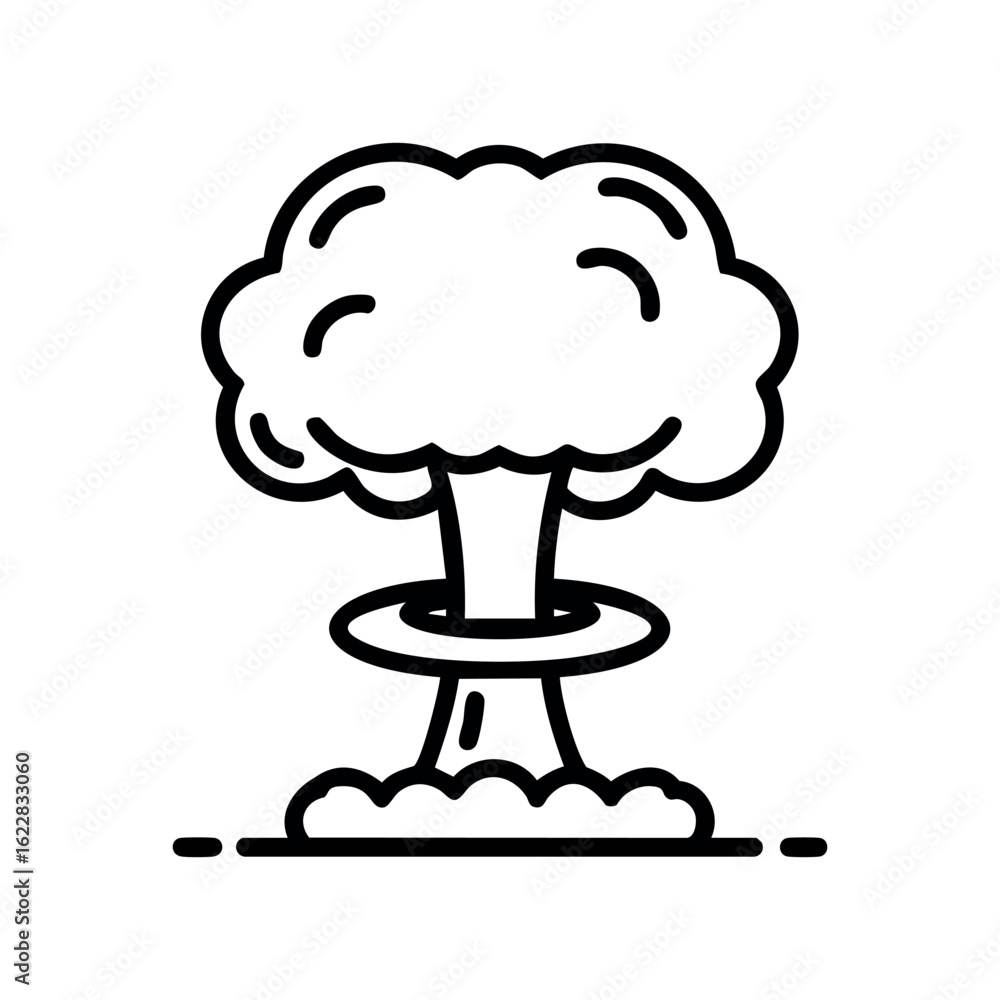 Poster simplified explosion icon representing nuclear blast in bold outline style – stock vector icon in li
