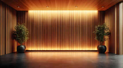 Serene 3D Wooden Wall Background Render