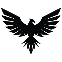 Fototapeta premium Black eagle wings spread wide bird silhouette