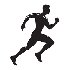 Dynamic running human silhouette in motion