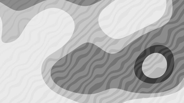 Blue Inferno Abstract gray shapes morph and change on a white background with wavy line textures