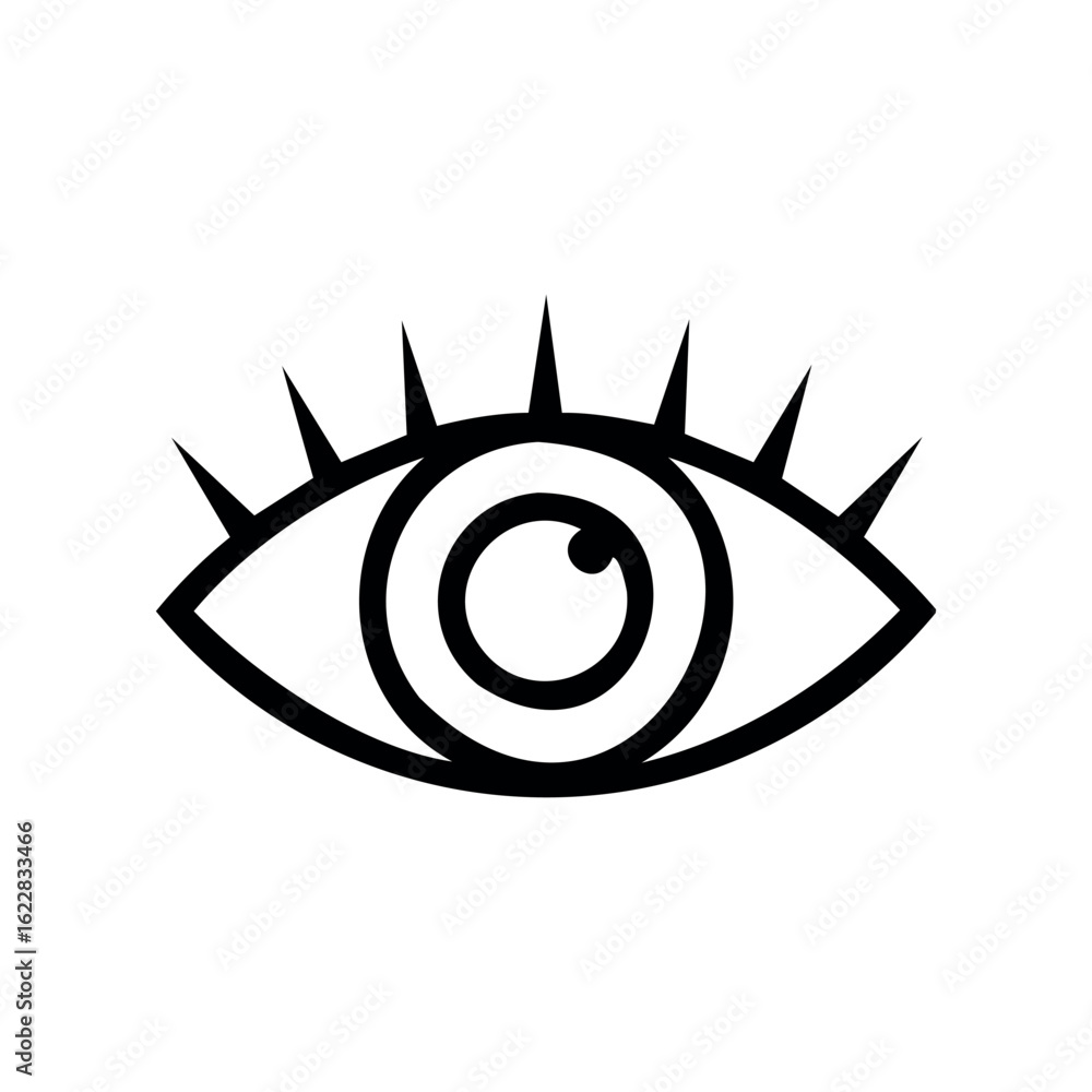 Aufkleber abstract eye with geometric design and radiating lines – stock vector icon in line style