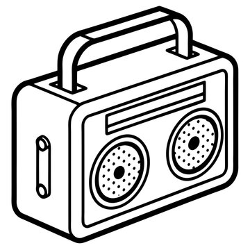 black and white boombox portable audio clip art preview