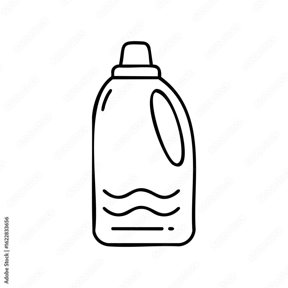 Poster simple line drawing of a detergent bottle with cap – stock vector icon in line style